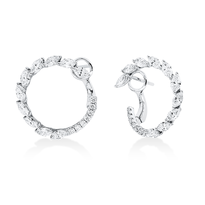 Creolen 18 kt WG, 20 Nav. 1,60 ct, TW-si, 14 Brill. 0,16 ct, TW-si