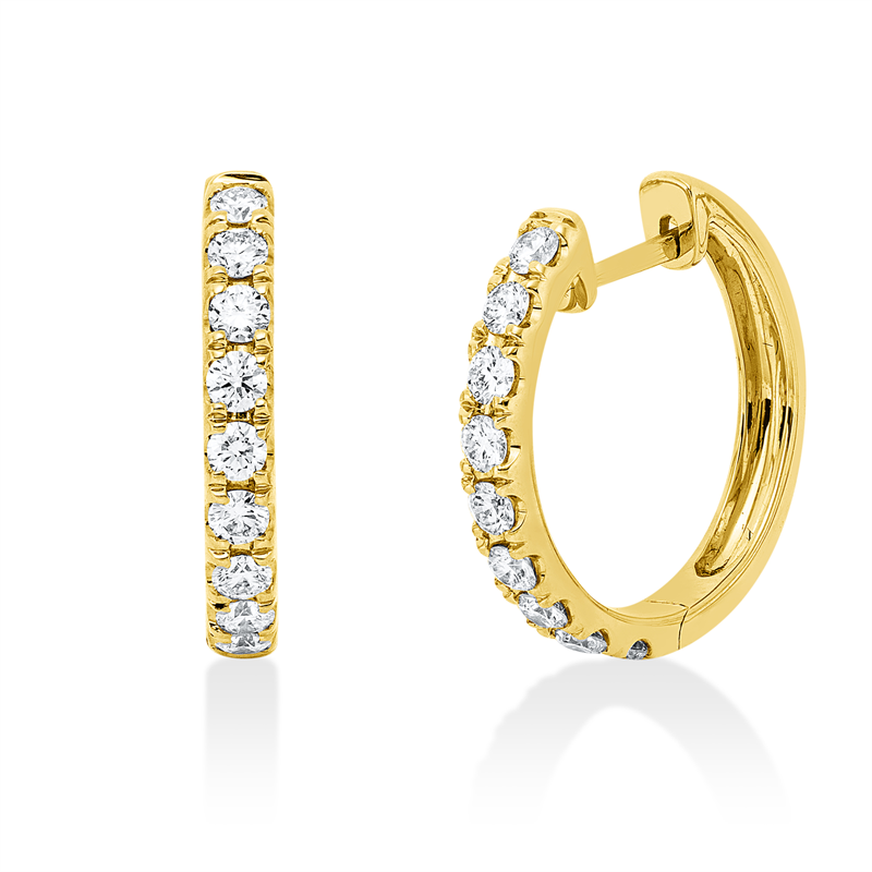 Creolen 18 kt GG, 18 Brill. 0,60 ct, TW-si