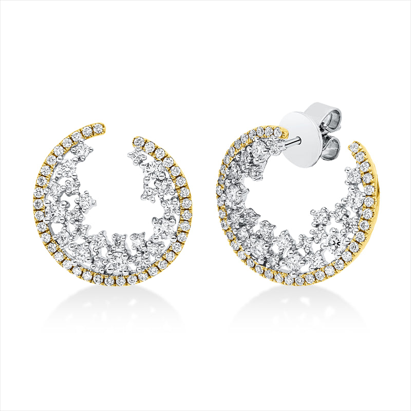 Ohrstecker 18 kt WG+GG, 122 Brill. 1,37 ct, TW-si