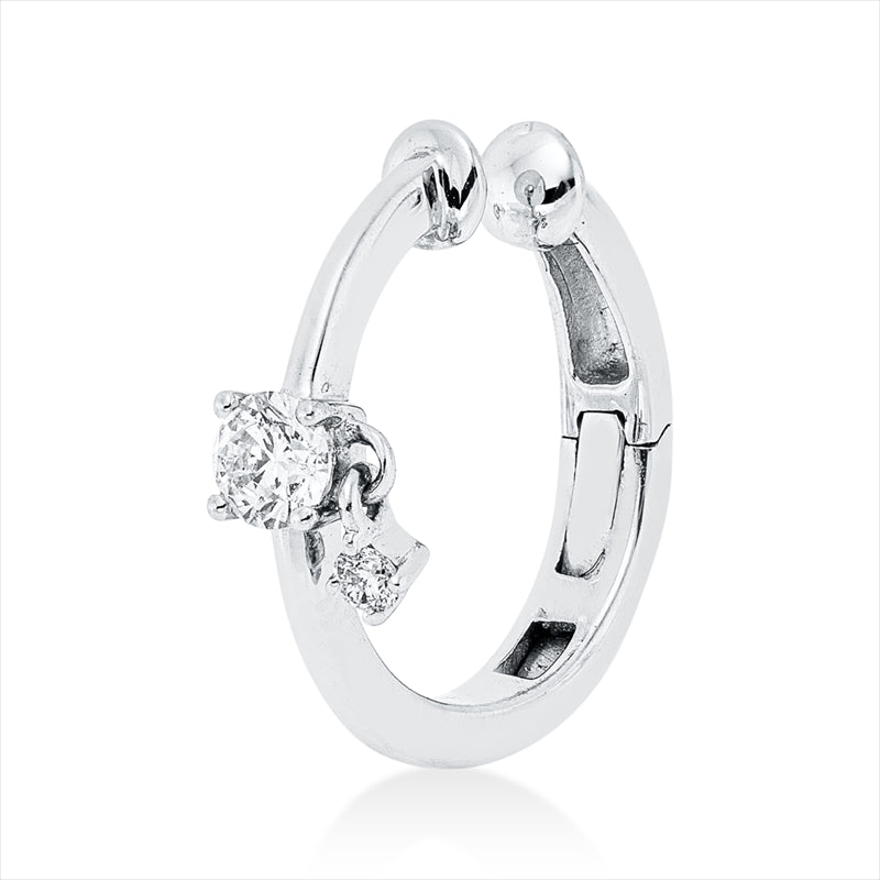 Creolen 18 kt WG, Ohrmanschette, 1 Brill. 0,11 ct, TW-pi, 1 Brill. 0,02 ct, TW-pi