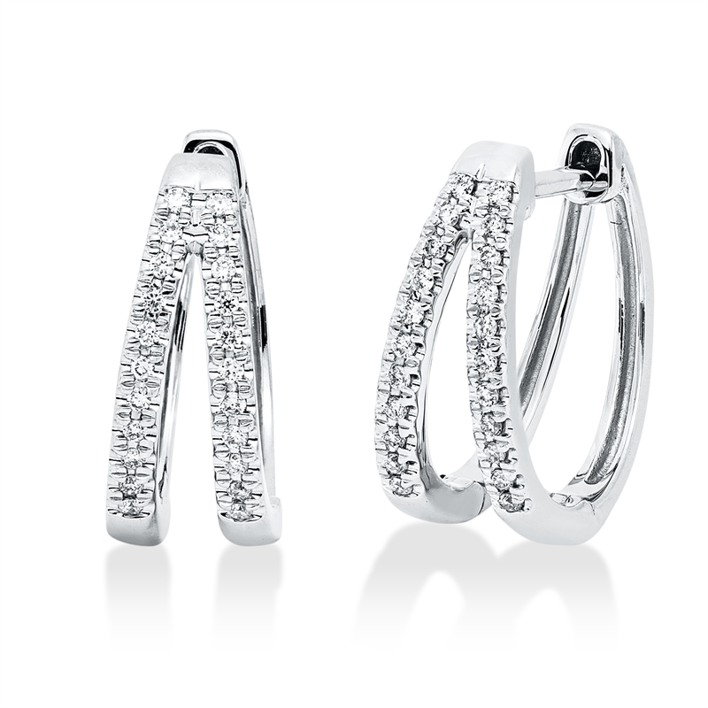 Creolen 18 kt WG, 44 Brill. 0,12 ct, TW-si