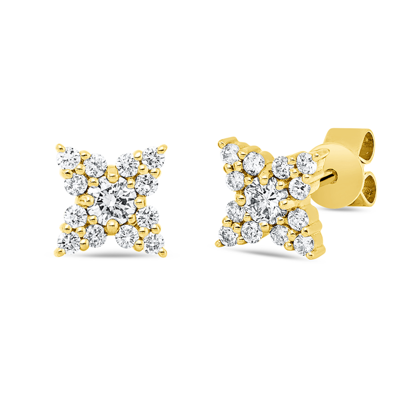 Ohrstecker 18 kt GG, 26 Brill. 0,42 ct, TW-si