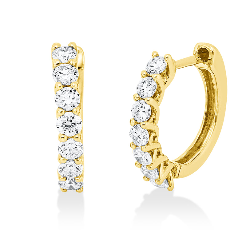 Creolen 18 kt GG, 14 Brill. 0,46 ct, TW-si