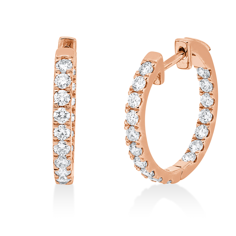 Creolen 18 kt RG, 34 Brill. 0,84 ct, TW-si