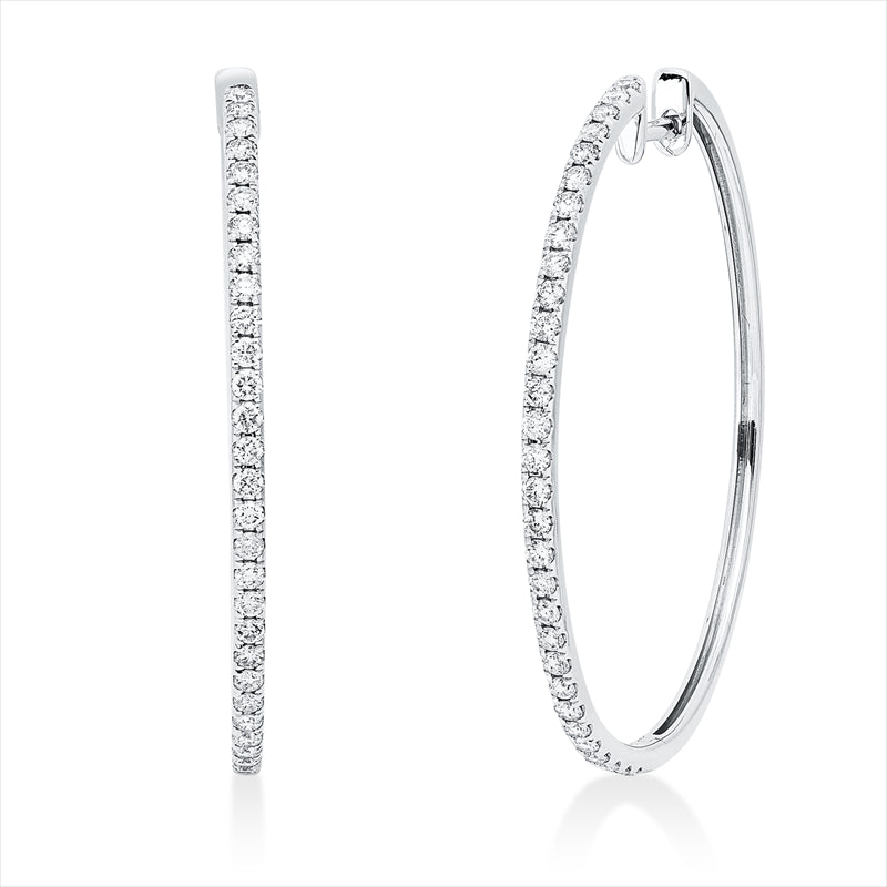 Creolen 14 kt WG, 60 Brill. 1,02 ct, TW-si