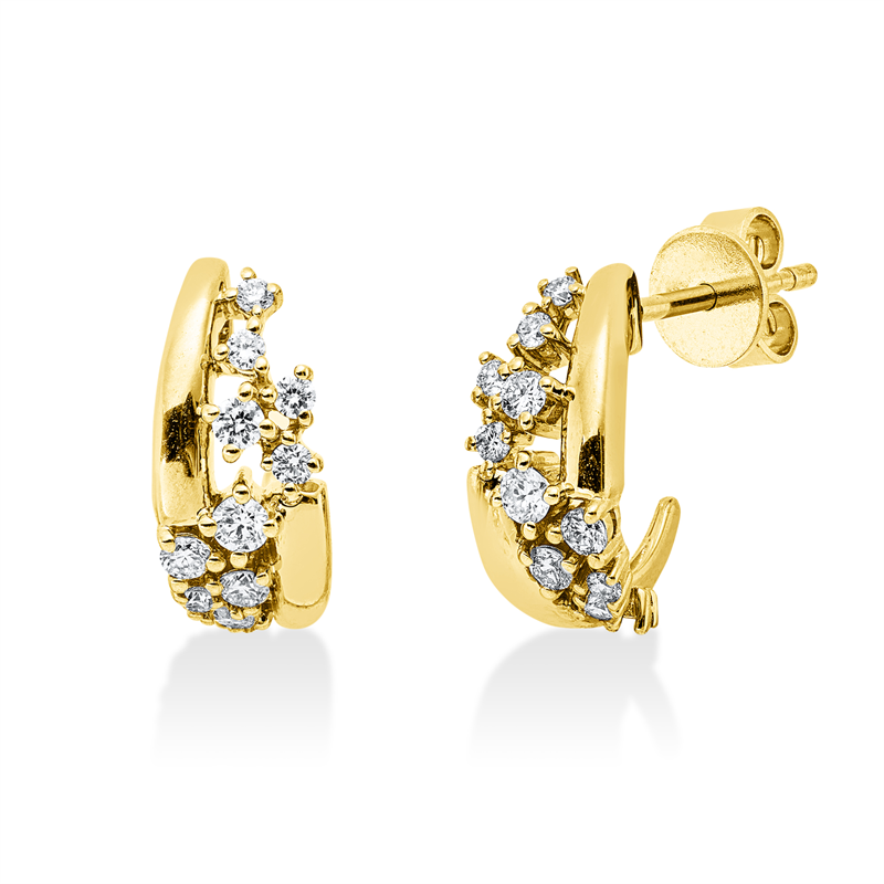 Ohrstecker 14 kt GG, 8 Brill. 0,17 ct, W-si/pi, 14 Brill. 0,17 ct, W-si/pi