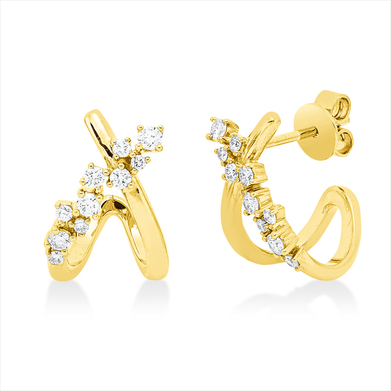 Ohrstecker 14 kt GG, 10 Brill. 0,15 ct, W-si/pi, 6 Brill. 0,16 ct, W-si/pi, 4 Brill. 0,03 ct, W-si/pi