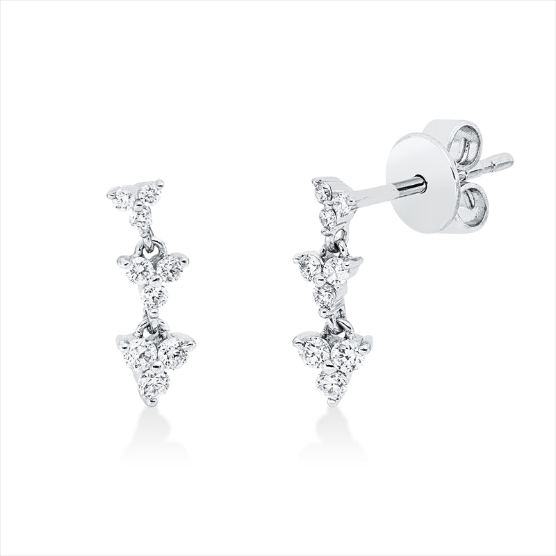 Ohrstecker 14 kt WG, 12 Brill. 0,18 ct, W-si/pi, 6 Brill. 0,03 ct, W-si/pi