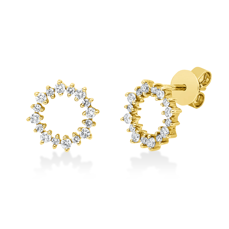 Ohrstecker 14 kt GG, 16 Brill. 0,21 ct, W-si/pi, 16 Brill. 0,09 ct, W-si/pi