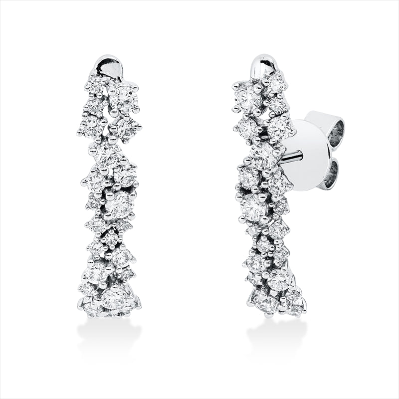 Ohrstecker 14 kt WG, 28 Brill. 0,38 ct, TW-si/pi, 16 Brill. 0,69 ct, TW-si/pi