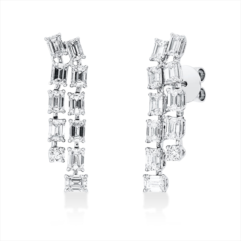 Ohrschmuck 18 kt WG, 20 Sm.schliff 3,17 ct, 2 Brill. 0,13 ct, D-F-vsi