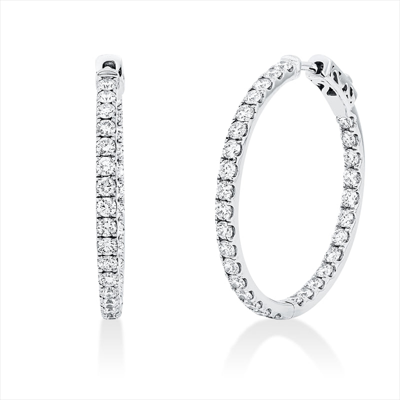 Creolen 18 kt WG, 60 Brill. 1,66 ct, F-vsi/si