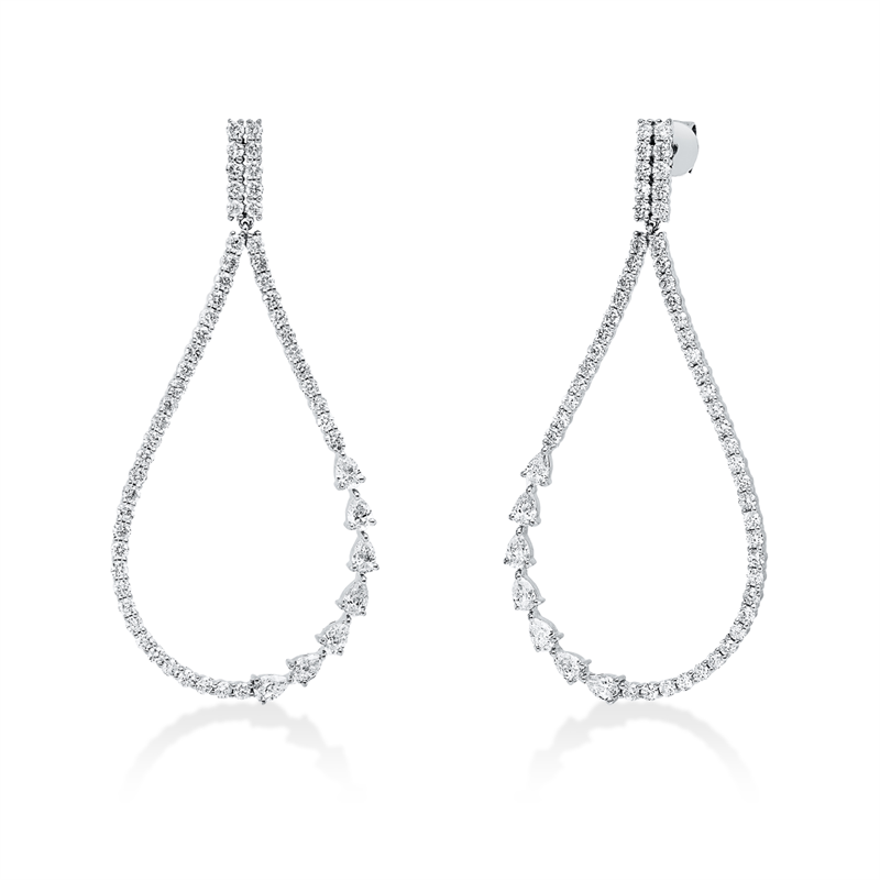 Ohrschmuck 18 kt WG, 14 Tropfen 0,69 ct, TW-si, 102 Brill. 1,25 ct, TW-si/pi