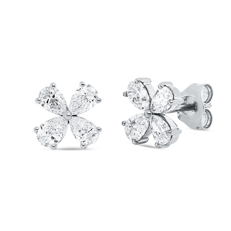 Ohrstecker 18 kt WG, 8 Tropfen 1,20 ct, TW-si