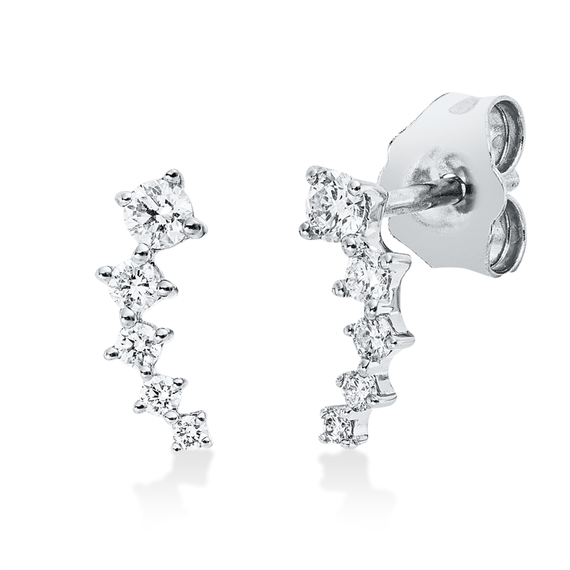 Ohrstecker 18 kt WG, 6 Brill. 0,13 ct, TW-si, 4 Brill. 0,03 ct, TW-si