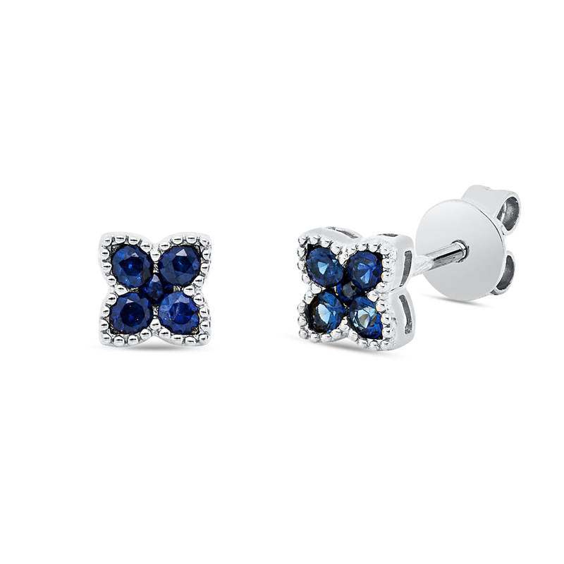 Ohrstecker 18 kt WG, 10 Saphire 0,32 ct blau