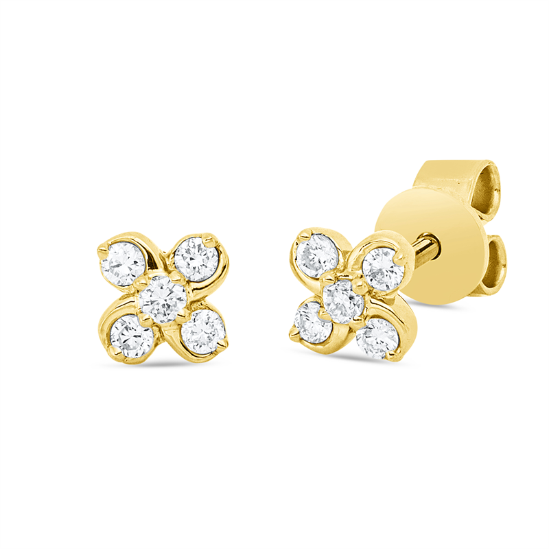 Ohrstecker 18 kt GG, 10 Brill. 0,16 ct, TW-si