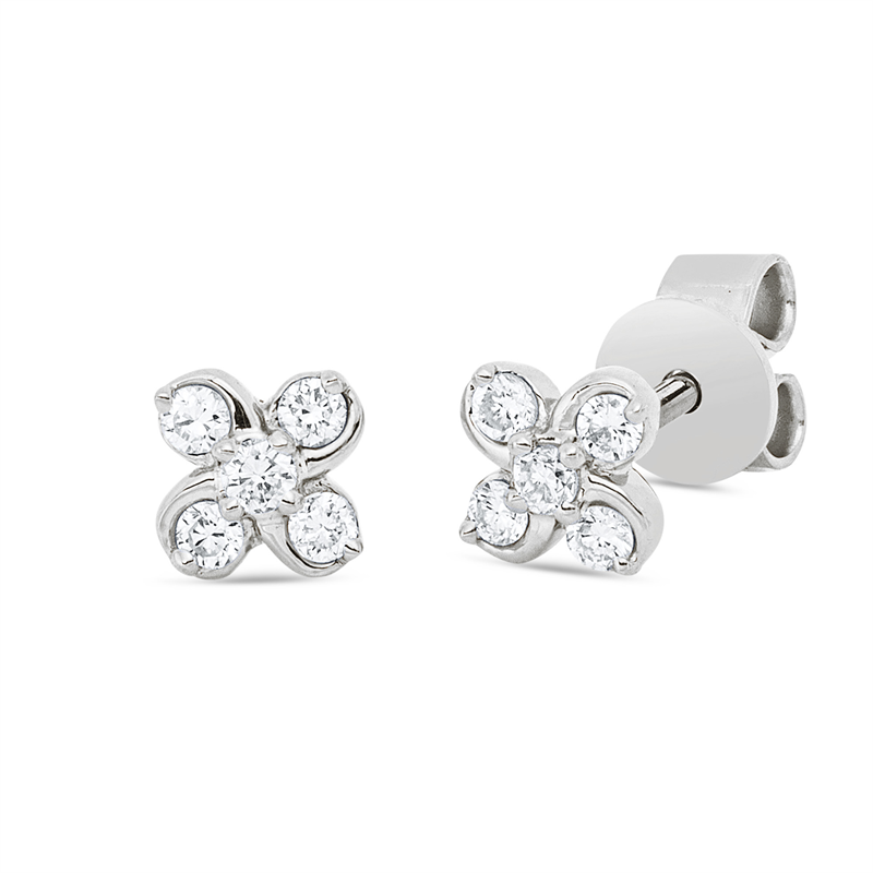 Ohrstecker 18 kt WG, 10 Brill. 0,16 ct, TW-si