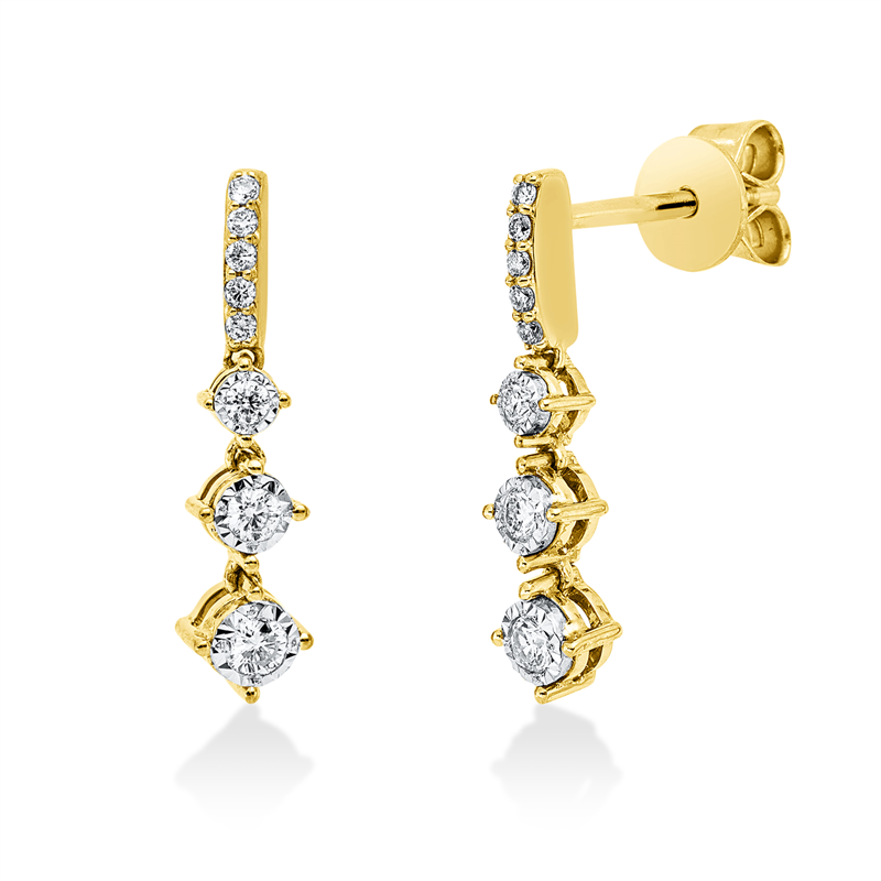Ohrschmuck 18 kt GG+WG, 4 Brill. 0,07 ct, TW-si, 2 Brill. 0,06 ct, TW-si, 10 Brill. 0,04 ct, TW-si