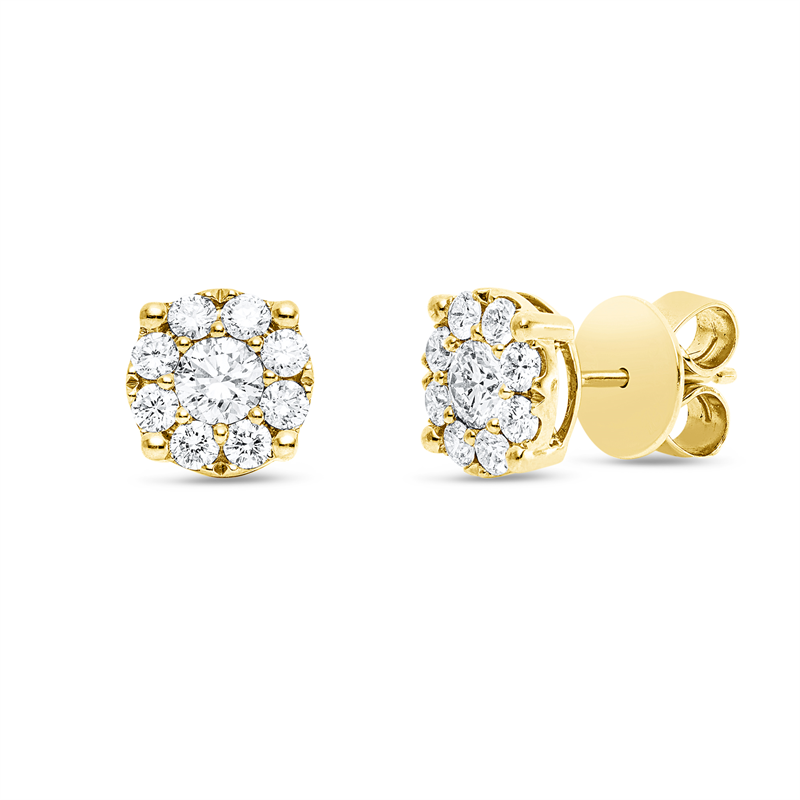 Ohrstecker 18 kt GG, 18 Brill. 1,40 ct, TW-si