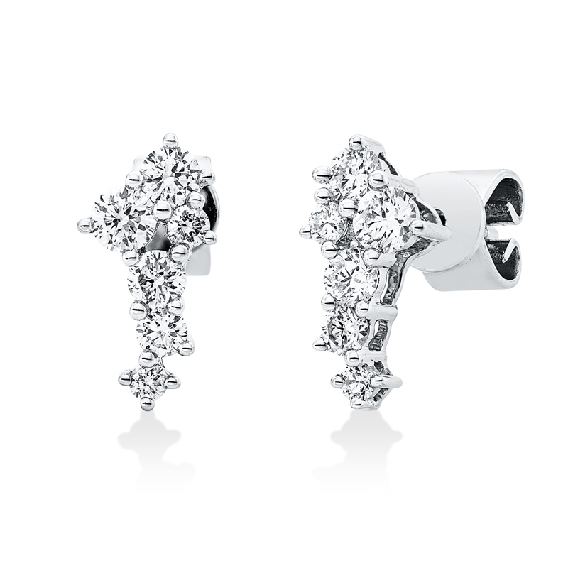 Ohrstecker 18 kt WG, 12 Brill. 0,43 ct, TW-si