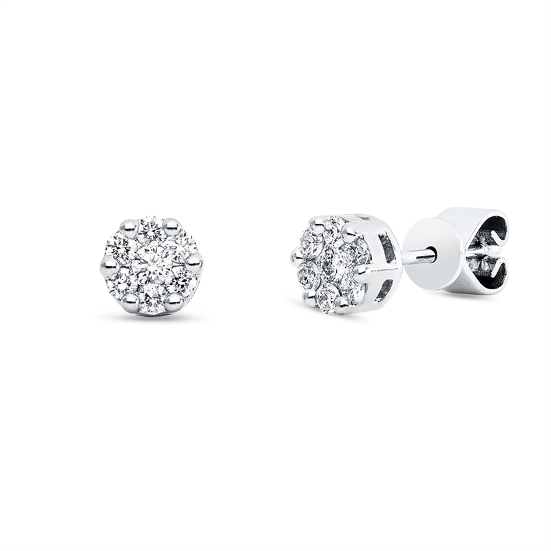 Ohrstecker 18 kt WG, 14 Brill. 0,30 ct, TW-si