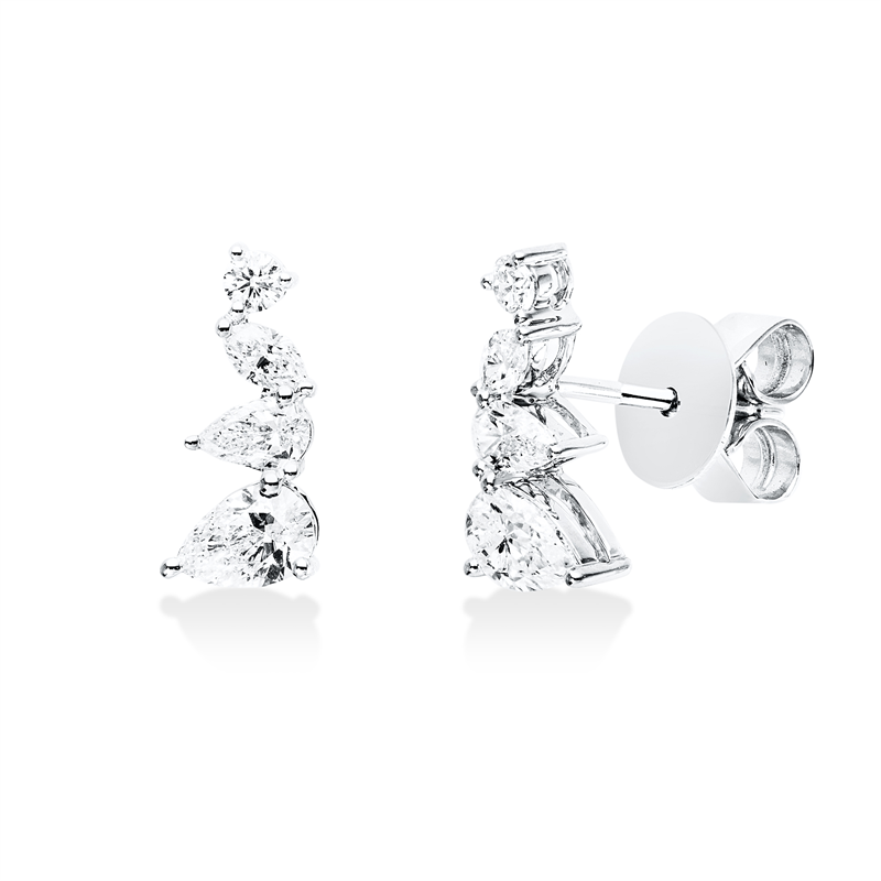 Ohrstecker 18 kt WG, 8 Fant-Schl. 0,75 ct, TW-vsi/si