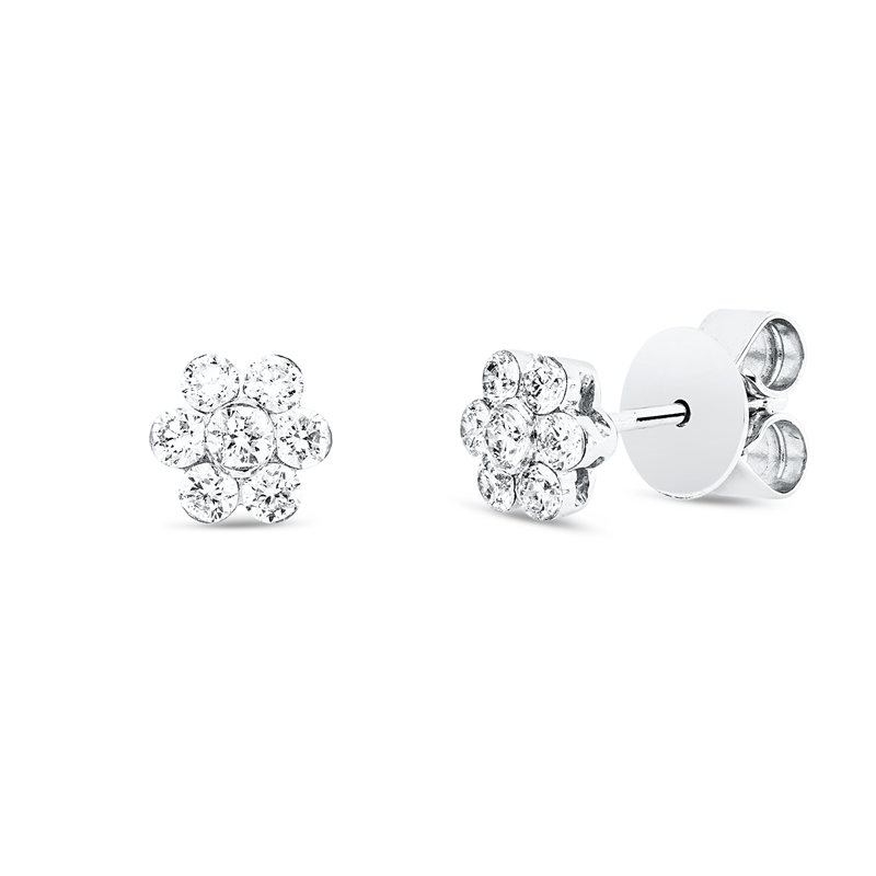 Ohrstecker 18 kt WG, 14 Brill. 0,44 ct, TW-si