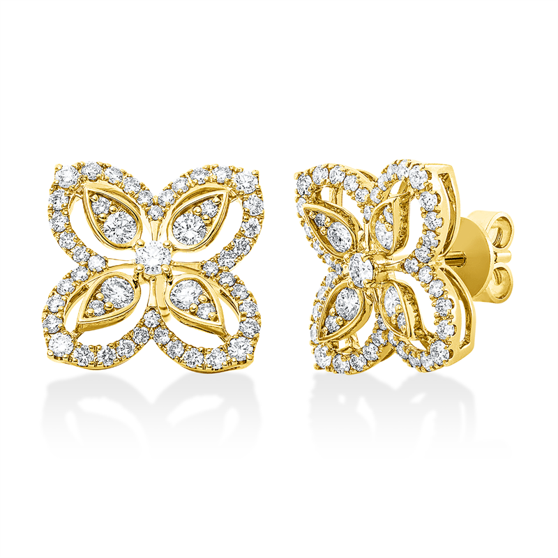 Ohrstecker 14 kt GG, 98 Brill. 0,83 ct, W-si/pi