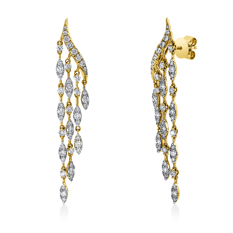 Ohrstecker 18 kt GG, 44 Brill. 0,44 ct, TW-si, 4 Brill. 0,02 ct, TW-si, 48 Brill. 1,47 ct, TW-si