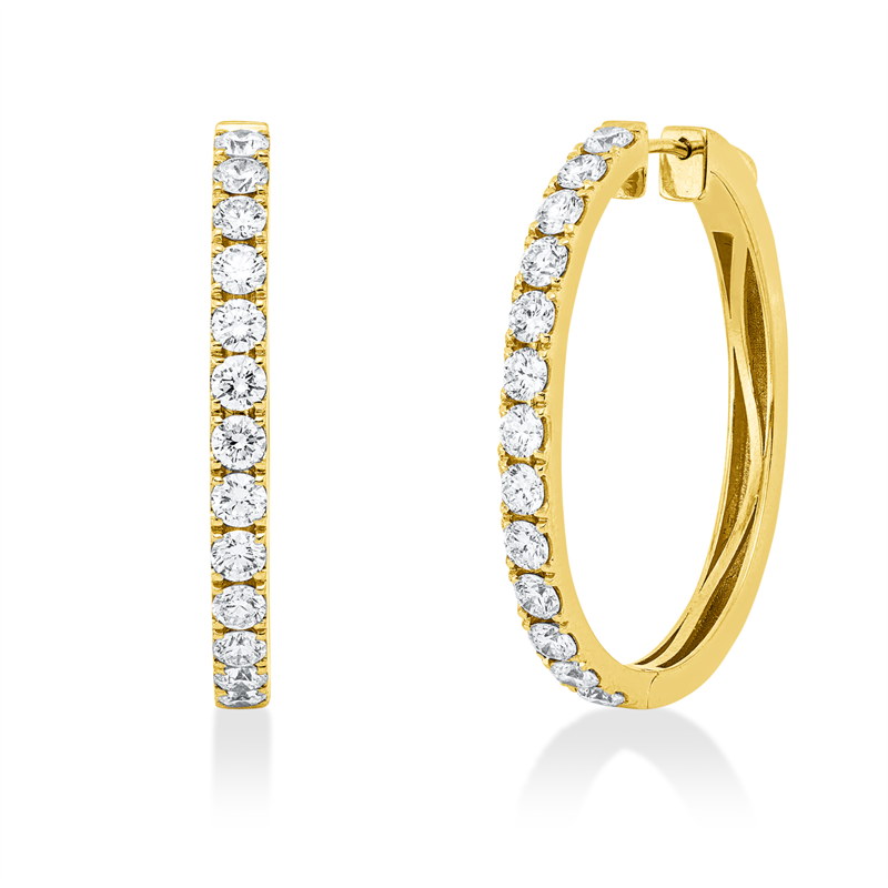 Creolen 18 kt GG, 26 Brill. 1,85 ct, TW-si