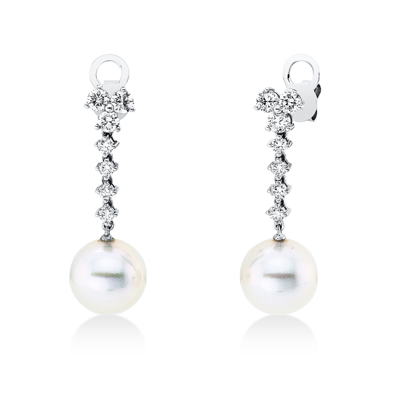 Ohrschmuck 18 kt WG, 6 Brill. 0,65 ct, F-vsi/si, 8 Brill. 0,31 ct, F-vsi/si, 2 SS weiß 10,8 mm