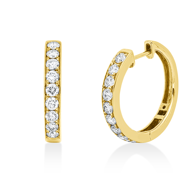 Creolen 18 kt GG, 18 Brill. 0,87 ct, TW-si
