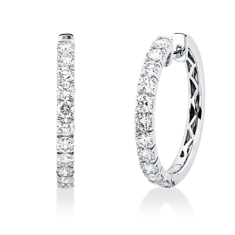 Creolen 18 kt WG, 24 Brill. 1,93 ct, W-si/pi