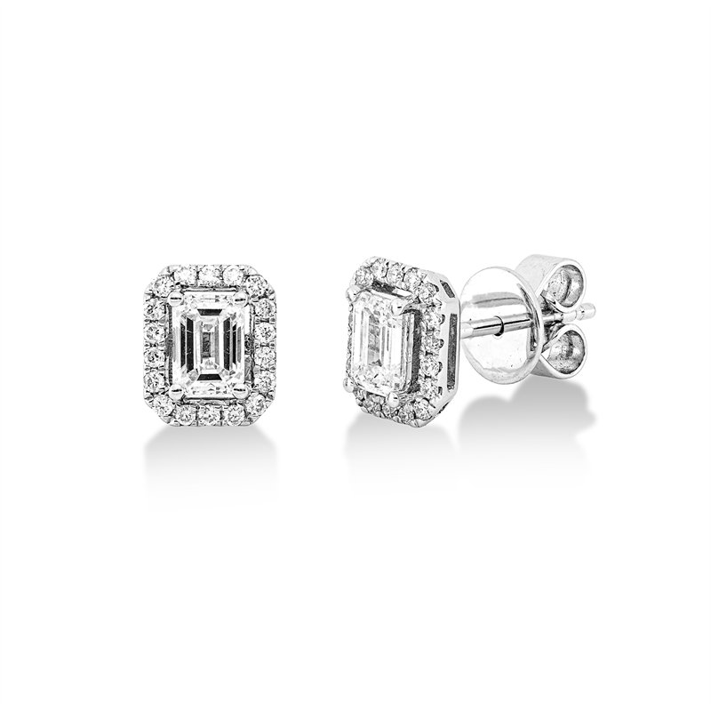 Ohrstecker 18 kt WG, 2 Sm.schliff 0,61 ct, F-vsi/si, 36 Brill. 0,14 ct, TW-si