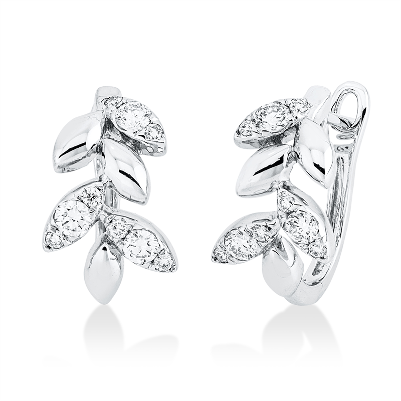 Creolen 18 kt WG, 18 Brill. 0,38 ct, TW-si