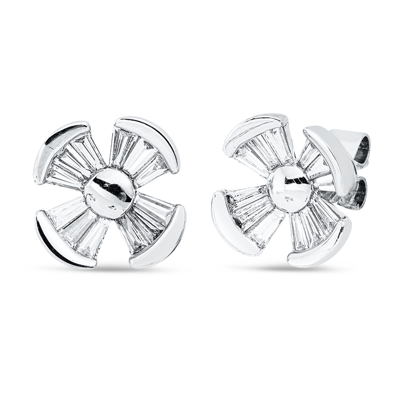 Ohrstecker 18 kt WG, 24 Trap. 0,44 ct, TW-vsi