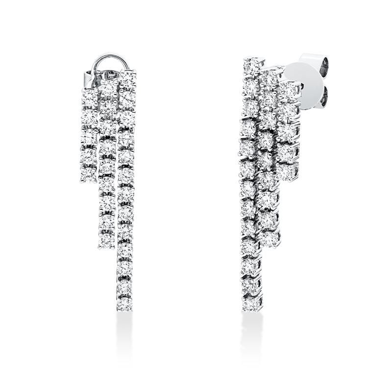 Ohrschmuck 18 kt WG, 54 Brill. 1,38 ct, TW-si