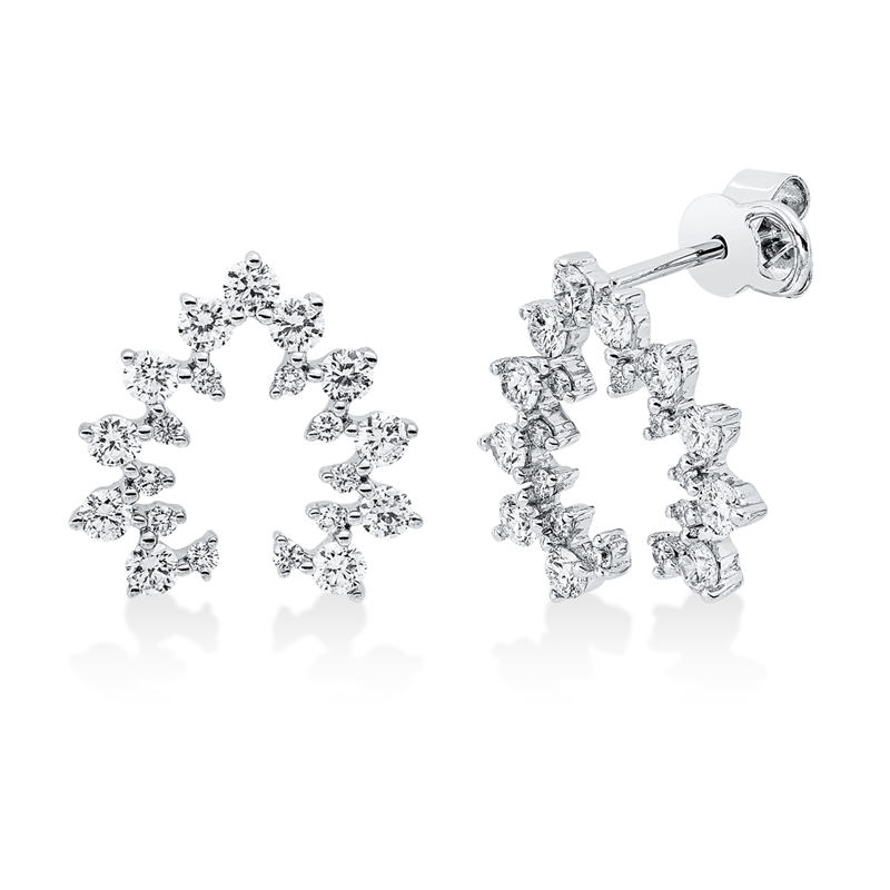 Ohrstecker 18 kt WG, 42 Brill. 0,87 ct, TW-si