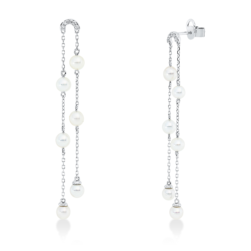 Ohrschmuck 18 kt WG, 10 Brill. 0,06 ct, TW-si, 12 SW weiß 4 mm