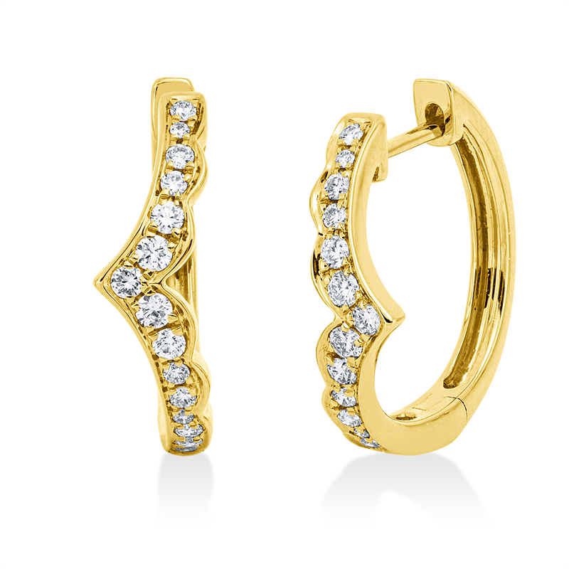 Creolen 18 kt GG, 16 Brill. 0,22 ct, TW-si, 14 Brill. 0,10 ct, TW-si