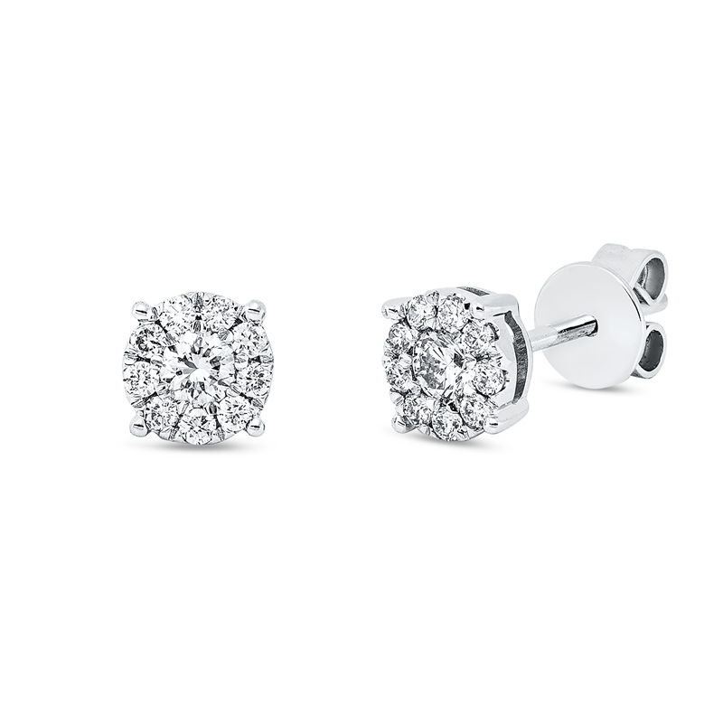 Ohrstecker 18 kt WG, 2 Brill. 0,17 ct, W-si, 18 Brill. 0,15 ct, W-si