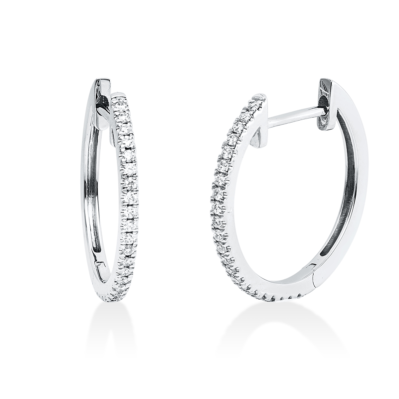 Creolen 18 kt WG, 44 Brill. 0,13 ct, TW-si