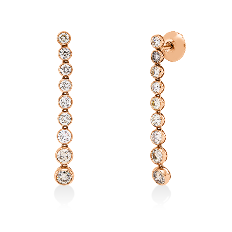 Ohrschmuck 18 kt RG+WG, 18 Brill. 2,11 ct, fancy