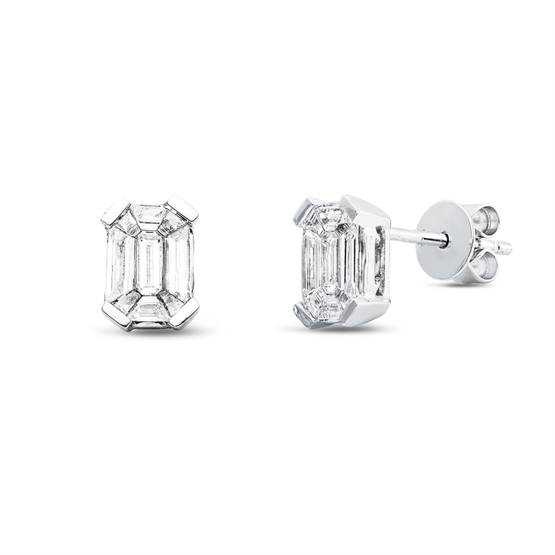 Ohrstecker 18 kt WG, 18 Fant-Schl. 0,44 ct, TW-vsi
