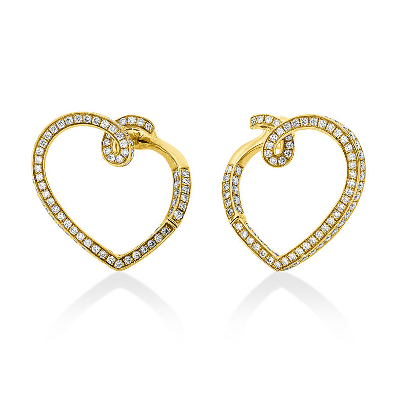 Creolen 18 kt GG, 196 Brill. 1,28 ct, TW-vsi