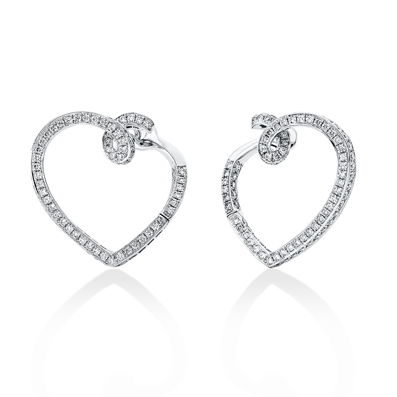 Creolen 18 kt WG, 196 Brill. 1,26 ct, TW-vsi