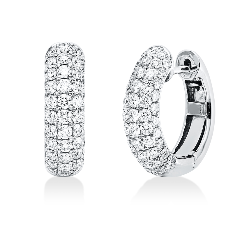 Creolen 18 kt WG, 106 Brill. 1,41 ct, TW-vsi