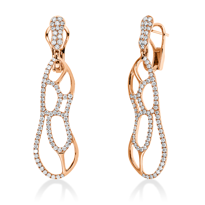 Ohrschmuck 18 kt RG, 162 Brill. 2,08 ct, TW-vsi/si