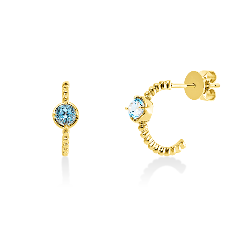 Ohrschmuck 18 kt GG, 2 Topase 0,44 ct sky blue